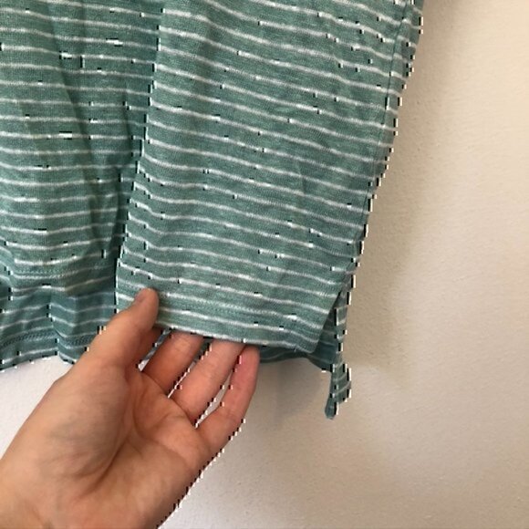 NEW NWT NICOLE MILLER Aqua Green White Stripe 100% Linen Boxy Short Sleeve Top S - Picture 8 of 10